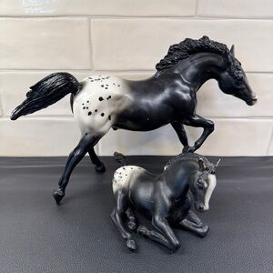 Vintage Breyer Running Stallion Black Appaloosa Horse and Foal #127